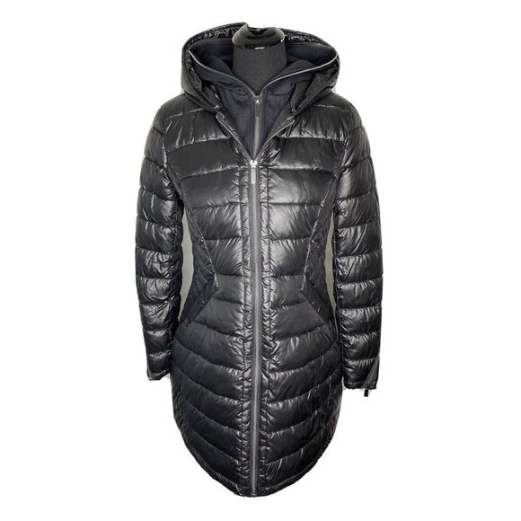 French Connection Womens SMALL Black Dickey Insert Softshell Puffer‎ Jacket Coat - Picture 2 of 9